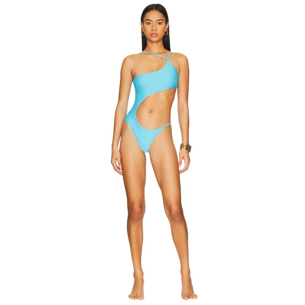 superdown Valerie One Piece in Aqua Blue Large New Womens Cutout Swimsuit